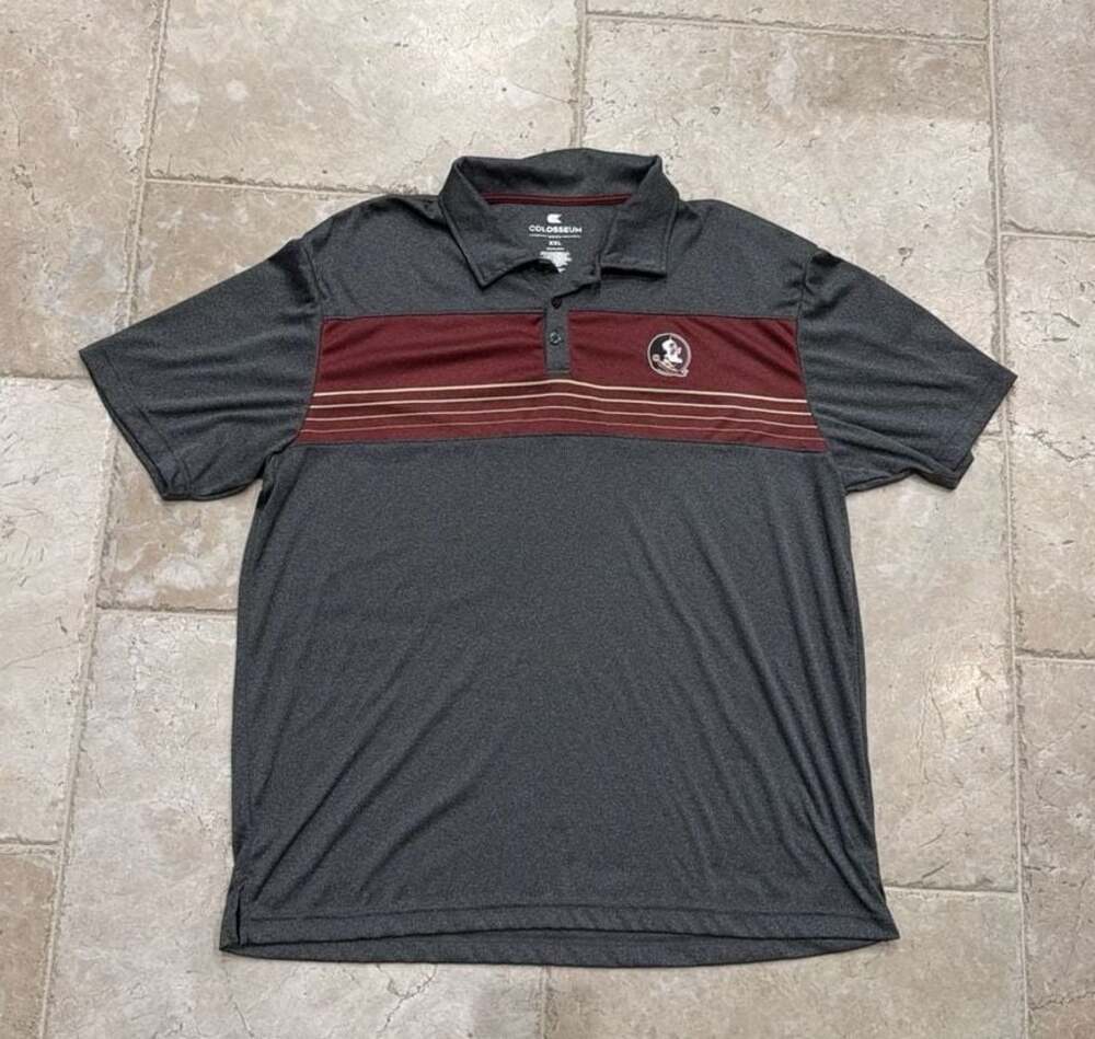 Colosseum Florida State Seminoles FSU Men's XXL Grey/Maroon Polo Shirt